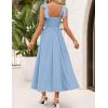 ZESICA Women’s Summer Spaghetti Strap Maxi Dress 2026 Tie Shoulder Square Neck Flowy Wedding Guest Party Beach Long Dresses(Blue)