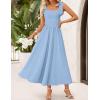 ZESICA Women’s Summer Spaghetti Strap Maxi Dress 2026 Tie Shoulder Square Neck Flowy Wedding Guest Party Beach Long Dresses(Blue)