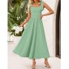 ZESICA Women’s Summer Spaghetti Strap Maxi Dress 2026 Tie Shoulder Square Neck Flowy Wedding Guest Party Beach Long Dresses(Green)