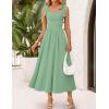 ZESICA Women’s Summer Spaghetti Strap Maxi Dress 2026 Tie Shoulder Square Neck Flowy Wedding Guest Party Beach Long Dresses(Green)