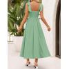 ZESICA Women’s Summer Spaghetti Strap Maxi Dress 2026 Tie Shoulder Square Neck Flowy Wedding Guest Party Beach Long Dresses(Green)
