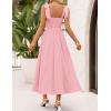 ZESICA Women’s Summer Spaghetti Strap Maxi Dress 2026 Tie Shoulder Square Neck Flowy Wedding Guest Party Beach Long Dresses(Pink)