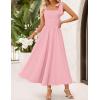 ZESICA Women’s Summer Spaghetti Strap Maxi Dress 2026 Tie Shoulder Square Neck Flowy Wedding Guest Party Beach Long Dresses(Pink)