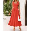 ZESICA Women’s Summer Spaghetti Strap Maxi Dress 2026 Tie Shoulder Square Neck Flowy Wedding Guest Party Beach Long Dresses(Watermelon)