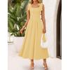 ZESICA Women’s Summer Spaghetti Strap Maxi Dress 2026 Tie Shoulder Square Neck Flowy Wedding Guest Party Beach Long Dresses(Yellow)