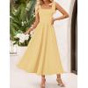ZESICA Women’s Summer Spaghetti Strap Maxi Dress 2026 Tie Shoulder Square Neck Flowy Wedding Guest Party Beach Long Dresses(Yellow)