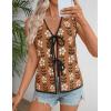 ZESICA Women’s Tie Front Sweater Vest Summer Print Sleeveless Knit Y2k Tank Tops 2026 Trendy Clothes Outfits(Caramel)