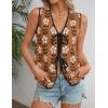 ZESICA Women’s Tie Front Sweater Vest Summer Print Sleeveless Knit Y2k Tank Tops 2026 Trendy Clothes Outfits(Caramel)