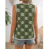ZESICA Women’s Tie Front Sweater Vest Summer Print Sleeveless Knit Y2k Tank Tops 2026 Trendy Clothes Outfits(Green)