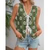 ZESICA Women’s Tie Front Sweater Vest Summer Print Sleeveless Knit Y2k Tank Tops 2026 Trendy Clothes Outfits(Green)
