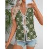 ZESICA Women’s Tie Front Sweater Vest Summer Print Sleeveless Knit Y2k Tank Tops 2026 Trendy Clothes Outfits(Green)