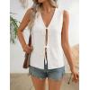 ZESICA Women’s Tie Front Sweater Vest Summer Print Sleeveless Knit Y2k Tank Tops 2026 Trendy Clothes Outfits(Ivory)
