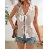 ZESICA Women’s Tie Front Sweater Vest Summer Print Sleeveless Knit Y2k Tank Tops 2026 Trendy Clothes Outfits(Khaki)