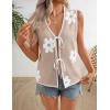 ZESICA Women’s Tie Front Sweater Vest Summer Print Sleeveless Knit Y2k Tank Tops 2026 Trendy Clothes Outfits(Khaki)