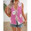 ZESICA Women’s Tie Front Sweater Vest Summer Print Sleeveless Knit Y2k Tank Tops 2026 Trendy Clothes Outfits(Rose)