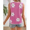 ZESICA Women’s Tie Front Sweater Vest Summer Print Sleeveless Knit Y2k Tank Tops 2026 Trendy Clothes Outfits(Rose)
