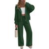 ZESICA Women’s 2 Piece Outfits 2026 Fall Winter Fleece Hoodie Tracksuit Zip Up Sweatshirt Long Sweatpant Matching Set(Darkgreen)