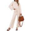 ZESICA Women’s 2 Piece Outfits Set 2026 Casual Long Sleeve Knit Pullover Top and Wide Leg Pants Sweatsuit Lounge Sets(Apricot)