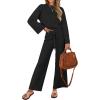 ZESICA Women’s 2 Piece Outfits Set 2026 Casual Long Sleeve Knit Pullover Top and Wide Leg Pants Sweatsuit Lounge Sets(Darkblack)