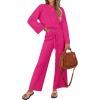 ZESICA Women’s 2 Piece Outfits Set 2026 Casual Long Sleeve Knit Pullover Top and Wide Leg Pants Sweatsuit Lounge Sets(Rose)