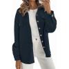 ZESICA Women’s 2026 Spring Casual Long Sleeve Button Down Loose Lightweight Shacket Shirt Jacket Coat Outerwear with Pockets(Navy)