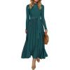 ZESICA Womens 2026 Spring Turtleneck Long Sleeve Sweater Dress Tie Waist Casual Loose Ribbed Knit A Line Midi Dresses(Teal)
