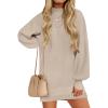 ZESICA Women’s 2026 Spring Turtleneck Sweater Dress Oversized Long Lantern Sleeve Casual Knit Pullover Mini Dresses(Almond)