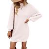 ZESICA Women’s 2026 Spring Turtleneck Sweater Dress Oversized Long Lantern Sleeve Casual Knit Pullover Mini Dresses(Beige)