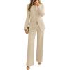 ZESICA Women’s 2026 Spring Two Piece Suits Set Casual Business Long Sleeve Blazer Jacket Wide Leg Pants Work Outfits Sets(Apricot)