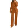 ZESICA Women’s 2026 Spring Two Piece Suits Set Casual Business Long Sleeve Blazer Jacket Wide Leg Pants Work Outfits Sets(Rust)