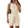 ZESICA Women’s 2026 Summer 2 Piece Short Sets Sleeveless Crew Neck Suit Vest Tops High Waist Shorts Business Outfits(Apricot)