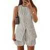 ZESICA Women’s 2026 Summer 2 Piece Short Sets Sleeveless Crew Neck Suit Vest Tops High Waist Shorts Business Outfits(Apricotstripe)