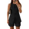 ZESICA Women’s 2026 Summer 2 Piece Short Sets Sleeveless Crew Neck Suit Vest Tops High Waist Shorts Business Outfits(Black)