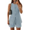 ZESICA Women’s 2026 Summer 2 Piece Short Sets Sleeveless Crew Neck Suit Vest Tops High Waist Shorts Business Outfits(Dustyblue)