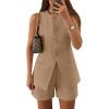 ZESICA Women’s 2026 Summer 2 Piece Short Sets Sleeveless Crew Neck Suit Vest Tops High Waist Shorts Business Outfits(Khaki)