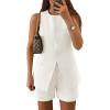 ZESICA Women’s 2026 Summer 2 Piece Short Sets Sleeveless Crew Neck Suit Vest Tops High Waist Shorts Business Outfits(White)