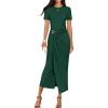 ZESICA Women’s 2026 Summer Short Sleeve Bodycon Midi Dress Crewneck Ruched Split Wedding Guest Cocktail Wrap Dresses(Green)