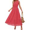 ZESICA Women’s 2026 Summer Sleeveless Maxi Dress Casual V Neck Hollow Out Eyelet A Line Flowy Party Long Dresses
