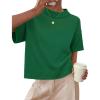 ZESICA Women’s Casual Short Sleeve Sweaters 2026 Summer Oversized Crewneck Soft Knit Cropped Tops Trendy Outfits(Green)