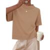 ZESICA Women’s Casual Short Sleeve Sweaters 2026 Summer Oversized Crewneck Soft Knit Cropped Tops Trendy Outfits(Toffee)