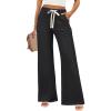 ZESICA Womens Drawstring High Waist Jeans Loose Fit Wide Leg Straight Baggy Trendy Denim Pants with Pockets(Black)