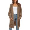 ZESICA Women’s Fall 2025 Long Batwing Sleeve Open Front Chunky Knit Cardigan Sweater,Khaki,Large