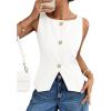 ZESICA Womens Summer Sleeveless Suit Vest 2026 Boat Neck Button Down Formal Vest Tops Casual Trendy Work Blazer Waistcoat(White)
