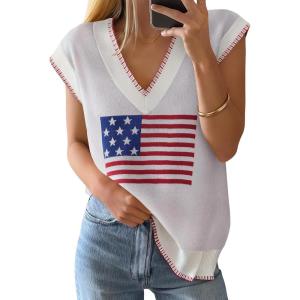ZESICA Women’s Floral Sleeveless Sweater Vest 2026 Summer Oversized Cap Sleeve V Neck Loose Knit Tank Tops Casual Outfits(Ivory)