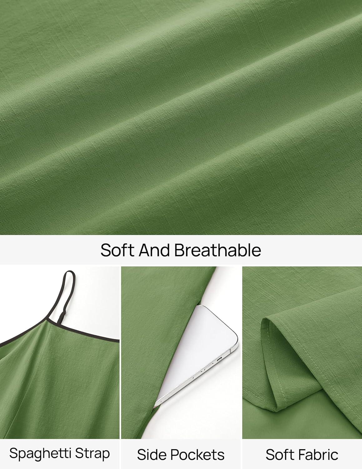 imageZESICA Womens 2026 Summer Boho Sleeveless Maxi Dress Spaghetti Straps Casual Flowy A Line Beach Party Long DressesArmy Green