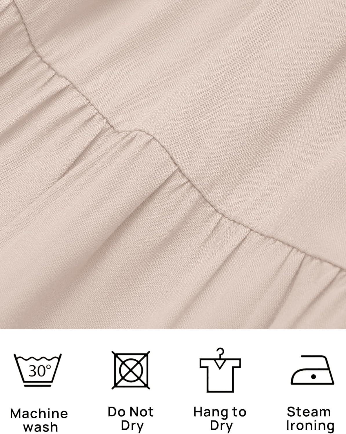 imageZESICA Womens 2026 Summer Casual Flutter Short Sleeve Crew Neck Smocked Elastic Waist Tiered Midi DressApricot