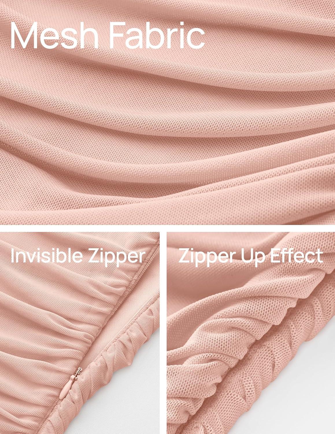 imageZESICA Womens 2026 Summer Ruched Bodycon Dress Sleeveless Backless Ruffle Mermaid Cocktail Wedding Party DressesPink