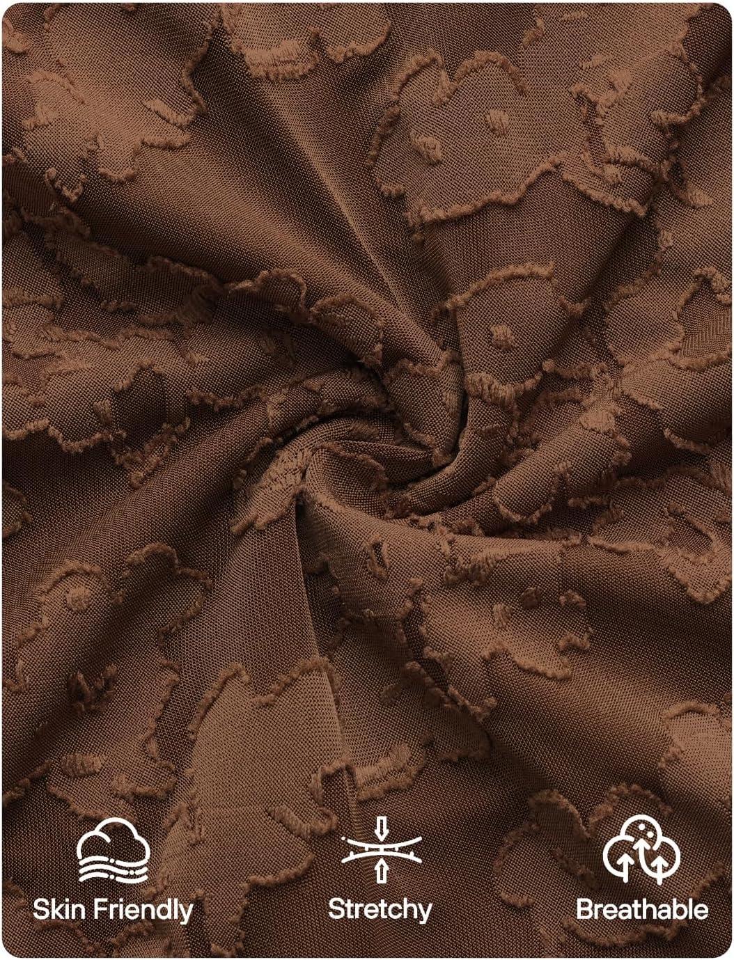 imageZESICA Womens Spring Floral Off Shoulder Bodycon Maxi Dresses 2026 Long Sleeve Ruched Elegant Cocktail Party DressBrown