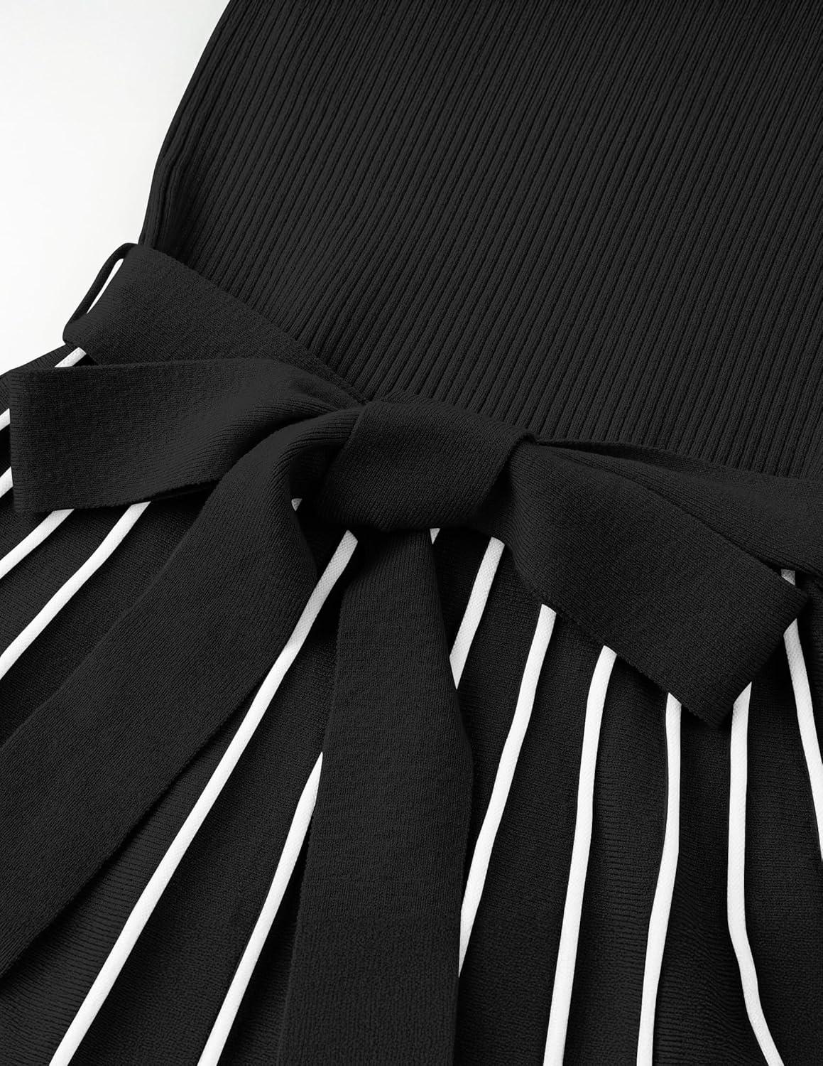 imageZESICA Womens Summer Sleeveless Maxi Dress 2026 Crewneck Ribbed Knit Tie Waist Casual A Line Sweater DressesBlack
