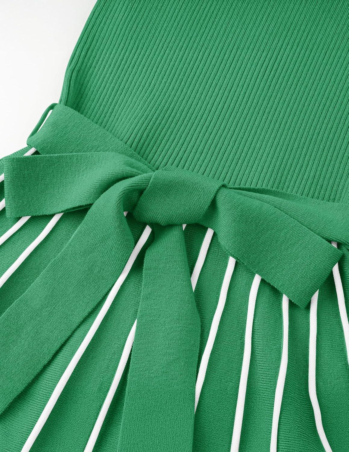 imageZESICA Womens Summer Sleeveless Maxi Dress 2026 Crewneck Ribbed Knit Tie Waist Casual A Line Sweater DressesGreen